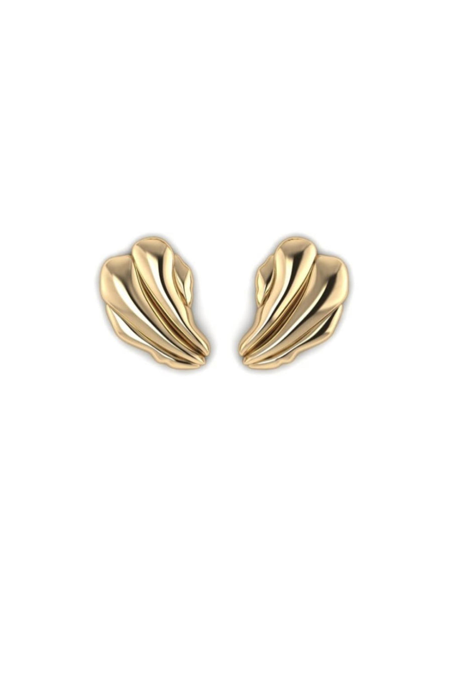 Shell fragment earrings in gold.